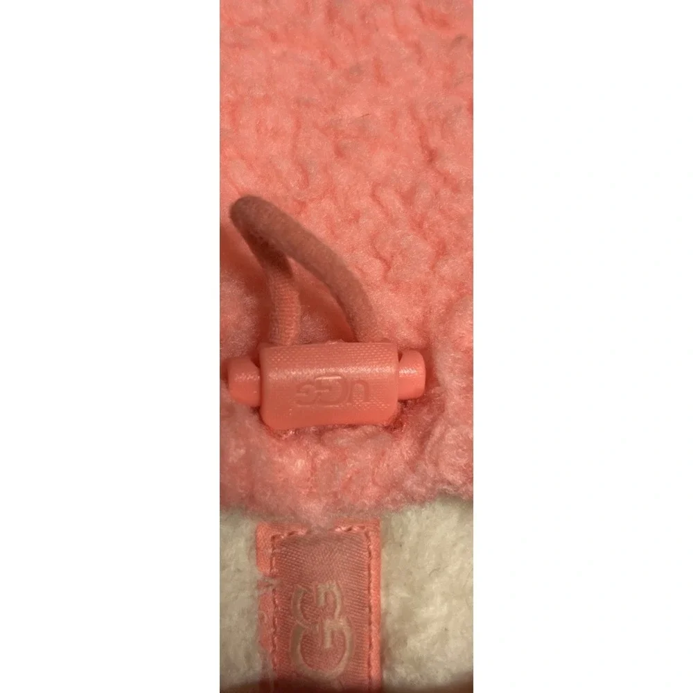UGG Plushy Slippers Shearling Slip On Loafers Kids Size 1 EU 32.5 Coral Adjustbl